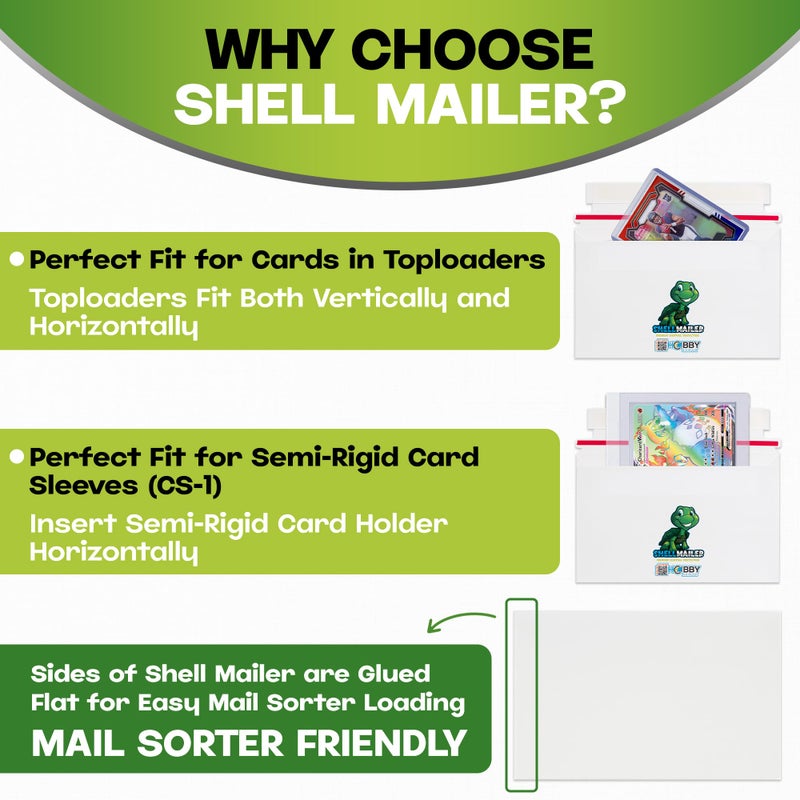 Hobby Armor 100 Pack Shell Mailer Trading Card Envelopes by Hobby Armor  7"" x 4.35"" Trading Card Mailers for Shipping  Perfect Sized Shipping Envelope for Mailing Semi-Rigid and Toploaders  Protector Supplies - Image 5
